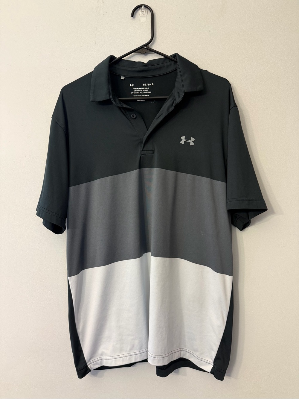 Under Armour Men’s Black Gray White Blocked Polo